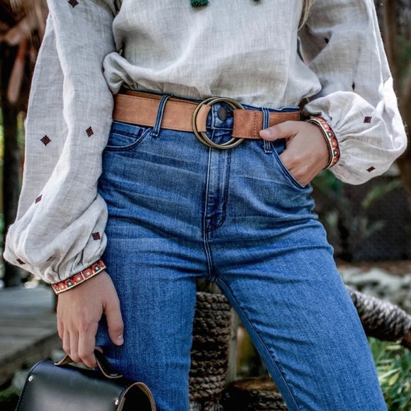 ADA Collection JOSIE LEATHER BELT Double Ring Belt - Picture 5 of 12